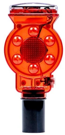 LED 파이프용(35mm) 쏠라 경고등 / 경광등 공사장 깜빡이 태양열 충전 유도등 도로 안전용품 말뚝 파이프 고정, 1개, 혼합색상