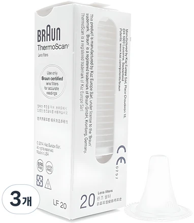 BRAUN 귀체온계용 필터캡 LF20 20개입, 3개