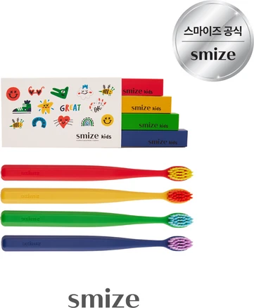 SMIZE 스마이즈 키즈 칫솔 SET, 1세트, 4개입