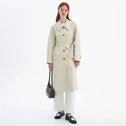 올리브데올리브 벨티드 싱글 A라인 트렌치 코트 OW4SR1520