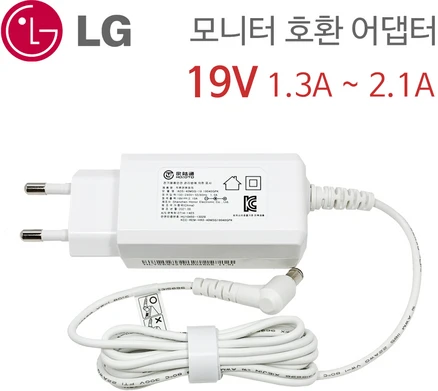 LG 19V 1.3A~2.1A 모니터 TV 전원 어댑터 케이블 화이트, 1개