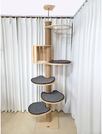 펫이랑 대형 6단 원목 캣폴 캣타워 + 매트, 혼합색상, 1세트
