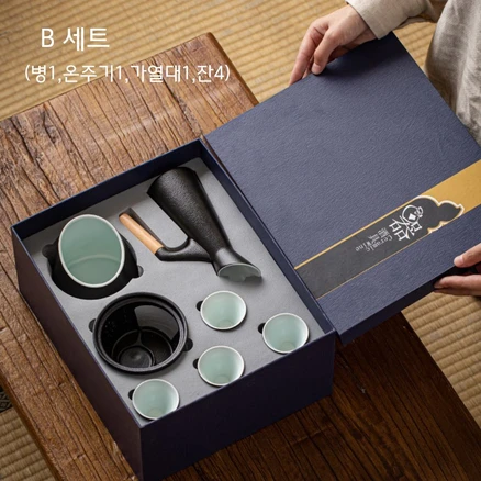 Lim401 블랙매니아 사케잔 도쿠리 정종잔 소주잔 고급 선물세트, B 선물세트, 1개