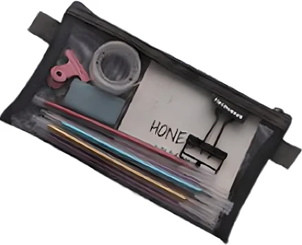 오마이남친 심플 메쉬 파우치형 필통, 블랙, 1개