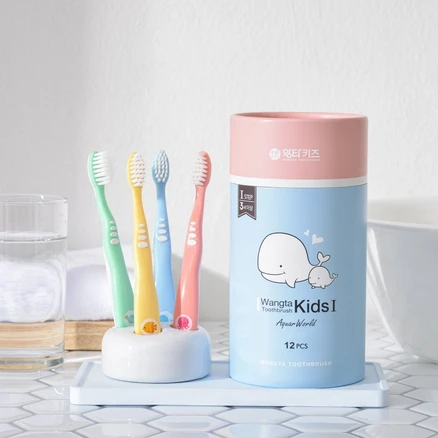 왕타 아쿠아월드 어린이 칫솔 1호, 혼합색상, 12개입, 2세트