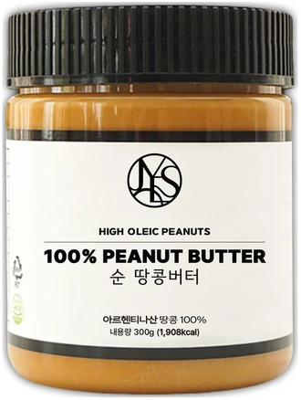 순 땅콩버터 100%땅콩 무첨가 무설탕 슈퍼 땅콩잼 넛츠 피넛버터, 300g, 1개
