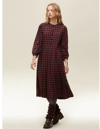 써스데이아일랜드 체크 주름 원피스T228MOP252W 380510 224585 {!마감임박!}, RD2/85(S)