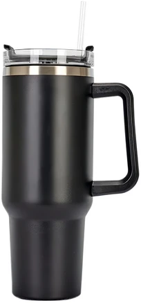 1.18리터 대용량 스텐 텀블러 + 빨대 포함 손잡이 이중 보온 보냉병 아이스 스트로 플로우 보틀 리유저블 핸들 보냉 보온병 캠핑 콜드컵 물병 워터 물통 빨대컵, 1개, 1.18L, 블랙