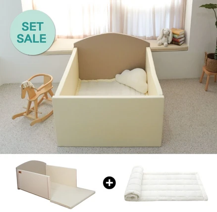 베베끌레르 원더랜드 하이가드 범퍼침대세트 ( 범퍼매트 + 맞춤형패드 ), 밀크코코아, 화이트