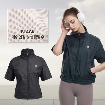 [투엘라] 여성 반팔 골프 자켓_윈드홀릭 테니스 러닝 스포츠 레이어드 바람막이 반팔 점퍼