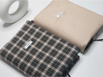 리버서블 북커버 클래식 체크무늬 폭닥폭닥 패브릭 책 다이어리 보호 면 푹신, 1개