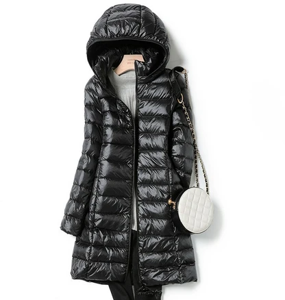 크로스오버 라이트 후드 패딩 여중장 겨울 탈부착 슬림 후드 라지 화이트 오리털 점퍼 보온 안감 심플