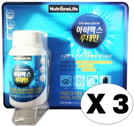 뉴트리원라이프 아이맥스 루테인 500mg x 90캡슐 3개월분 마리골드 꽃 추출물 베타카로틴 멀티비타민 미네랄 작은 캡슐, 90정, 3세트