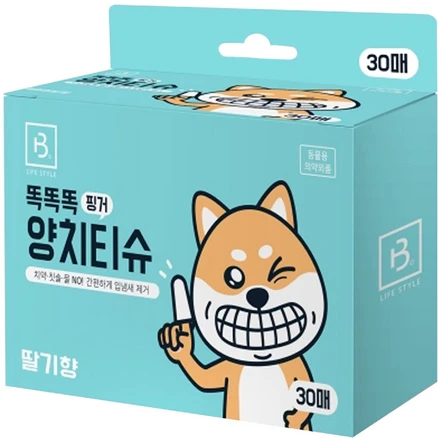 강아지 핑거 양치 티슈 구강 청결 애견 세정제 반려견반려묘 티슈형 양치질 30매, 30개입, 1개