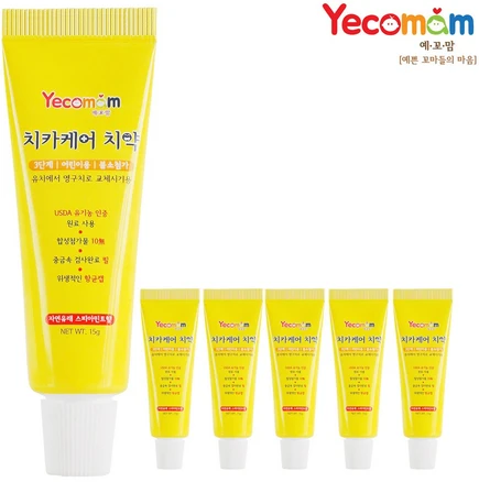 예꼬맘 어린이 소형 치약 15g 3단계 6개입 고불소, 6개