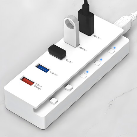 홈플래닛 5포트 USB3.0 유전원허브 (USB*4 + 충전*1) HUB5P-T / HUB5P / C5HUB, 화이트-추천-상품