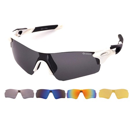오클렌즈 교체형 스포츠 선글라스 프레임 + 렌즈 5p 세트 XG300, 프레임(화이트 + 블랙)-추천-상품