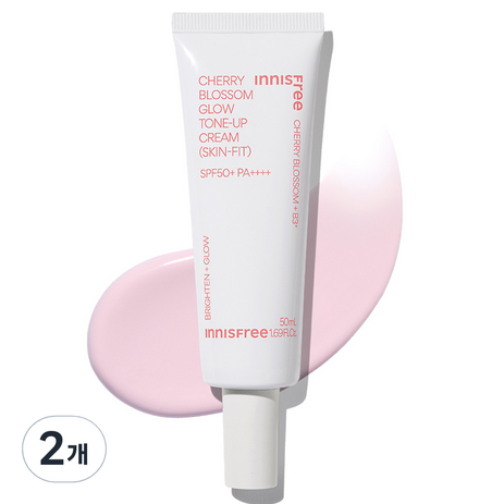 이니스프리 New 왕벚꽃글로우스킨핏톤업크림 핑크 SPF50+ PA++++ 50ml, 2개-추천-상품