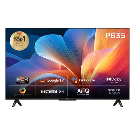 TCL 4K UHD HDR 안드로이드11 TV, 110cm(43인치), 43P635, 스탠드형, 고객직접설치-추천-상품