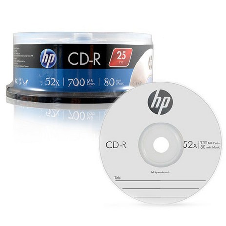 HP CD-R 52X 700MB 25p + 케익 트레이-추천-상품