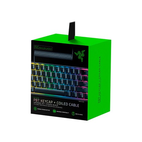 레이저 PBT Keycap + Coiled Cable 세트, Classic Black, RC21-01490800-R3M1-추천-상품
