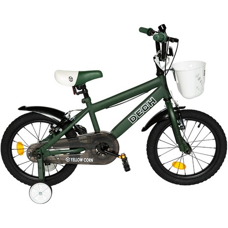 옐로우콘 아동용 데크 16형 네발 보조 바퀴 자전거, 매트그린, 110cm-추천-상품