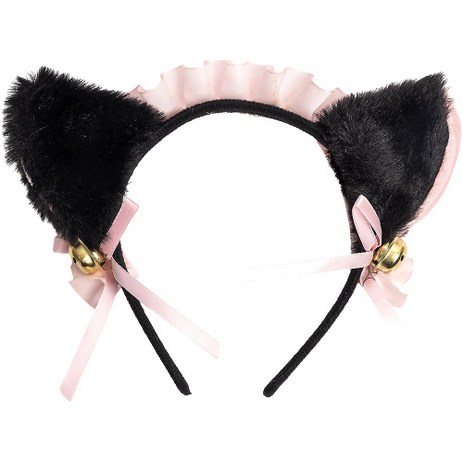 방울귀 고양이 메이드 머리띠, 블랙, 1개-추천-상품