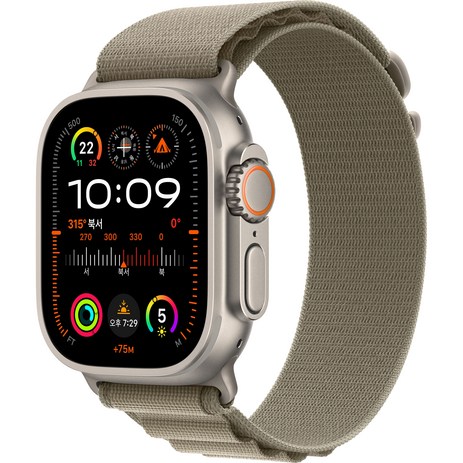 Apple 애플워치 Ultra 2 티타늄 알파인 루프, 올리브, Medium, 49mm, GPS+Cellular-추천-상품