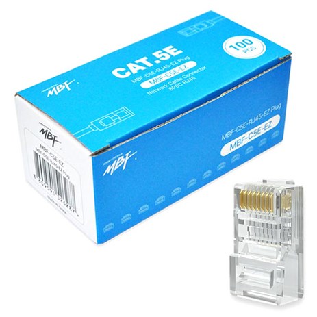 엠비에프 CAT 5E RJ45 이지 플러그 관통형 컨넥터 MBF-C5E-EZ 100p 세트, 투명, 1세트, 22cm-추천-상품