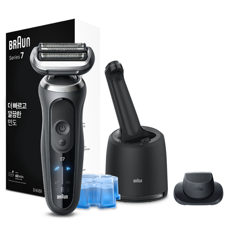 BRAUN 전기 면도기 + 세척 스테이션 세트, 72-G7200cc, 그레이-추천-상품