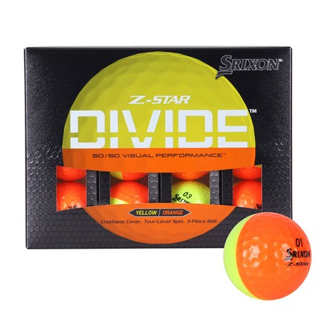 스릭슨 지스타 디바이드 골프공 3피스 Z-STAR DIVIDE, 옐로우 + 오렌지, 1개-추천-상품