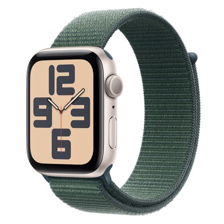 Apple 정품 2024 애플워치 SE 2세대 알루미늄 케이스, 44mm, GPS, 스타라이트 / 레이크 그린 스포츠 루프, Loop-추천-상품