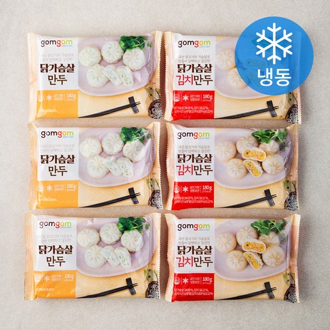 곰곰 닭가슴살 만두180g*3p + 곰곰 닭가슴살 김치만두180g*3p, 1세트, 1080g-추천-상품