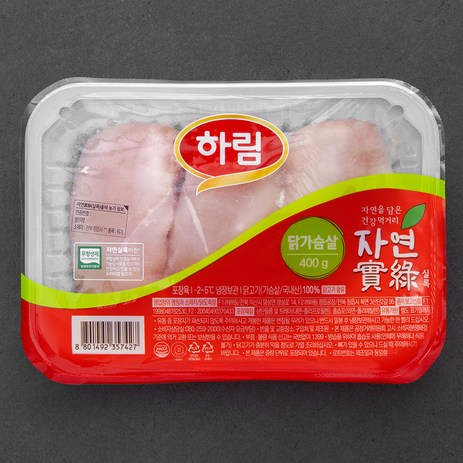 하림 자연실록 무항생제 인증 닭가슴살 (냉장), 400g, 1개-추천-상품