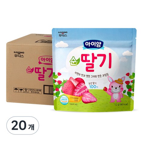 일동후디스 아이얌 동결건조 과일칩 순딸기, 12g, 20개-추천-상품