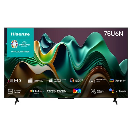 하이센스 안드로이드S 4K Mini LED TV, 191cm(75인치), 75U6N, 스탠드형, 방문설치-추천-상품