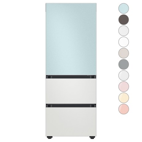 [색상선택형] 삼성전자 비스포크 김치플러스 3도어 키친핏 냉장고 313L 방문설치, 코타모닝블루+코타화이트, RQ33C74C3AP-추천-상품