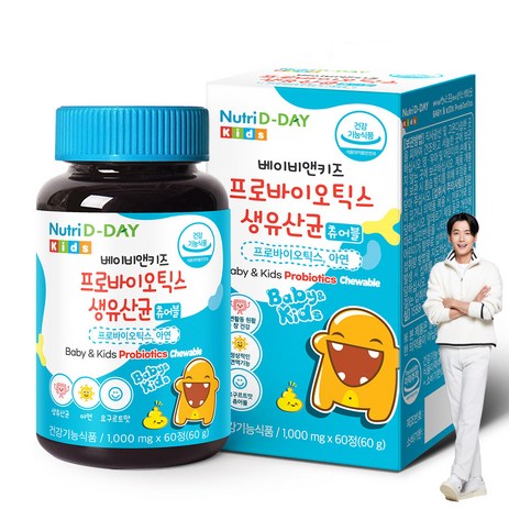 뉴트리디데이 베이비앤키즈 프로바이오틱스 생유산균 아연 60g, 60정, 1개-추천-상품