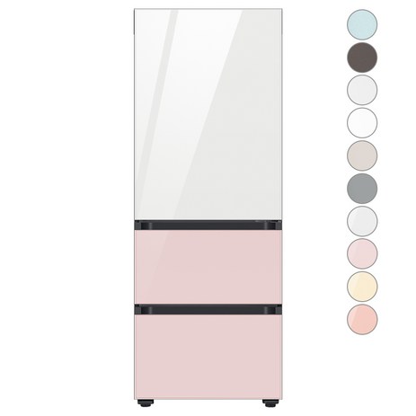 [색상선택형]-삼성전자-비스포크-김치플러스-3도어-키친핏-냉장고-313L-방문설치-글램-핑크-추천-상품