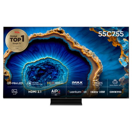 TCL 4K UHD QD Mini LED 안드로이드12 TV, 140cm(55인치), 55C755, 스탠드형, 방문설치-추천-상품