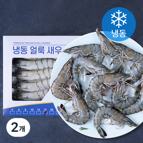 오션스글로벌 블랙타이거 얼룩 새우 (냉동), 2개, 500g(15미)-추천-상품