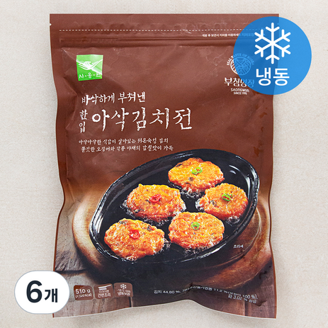 부침명장 사옹원 한입 아삭김치전 (냉동), 510g, 6개-추천-상품