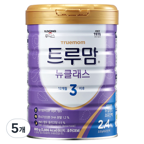 일동후디스 트루맘 뉴클래스 분유 3단계 12개월 이후, 800g, 5개-추천-상품