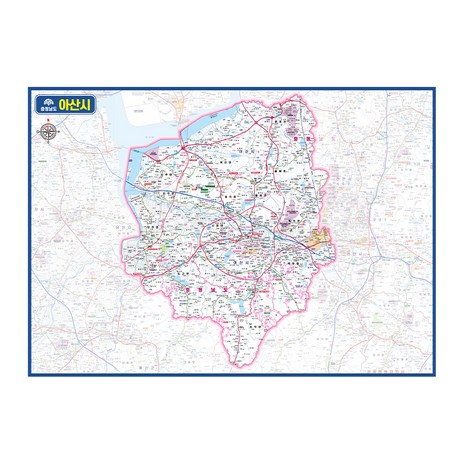 지도닷컴 충청남도 아산시 관내도 코팅 경계지도 150 x 110 cm, 1개-추천-상품