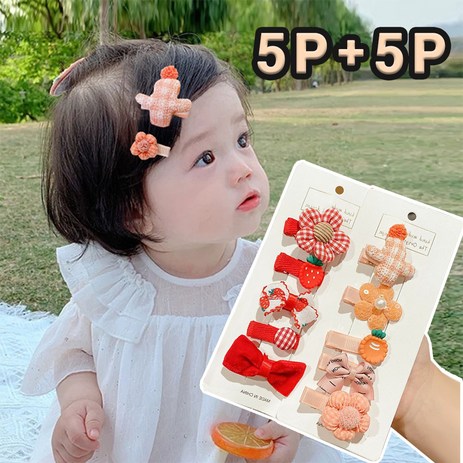 은꽃밴드 1+1 [10P 세트] 아기 머리핀 세트 선인장 꽃 유아 헤어핀-추천-상품