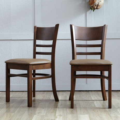 [리비니아] 케빈 카페 원목 식탁 의자 1+1, 모카-추천-상품