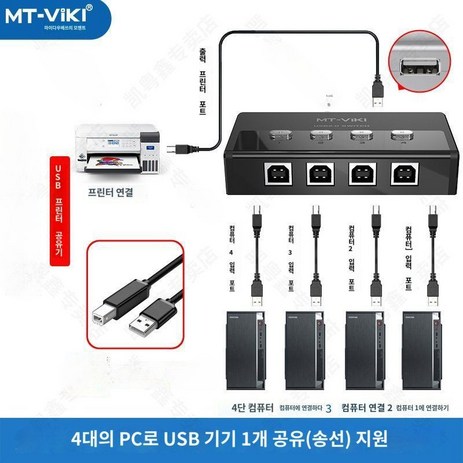 프린터 공유기 서버 공유 네트워크 USB 프린터공유기, A. 4포트 자동 인쇄 공유 장치-추천-상품