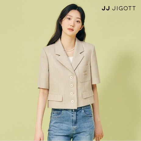 JJ지고트 자수 포켓 싱글 크롭 재킷 GP5A0JK801-추천-상품