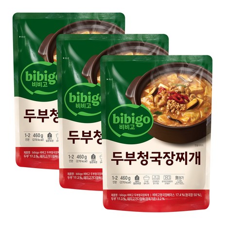 비비고 두부 청국장찌개, 460g, 3개-추천-상품