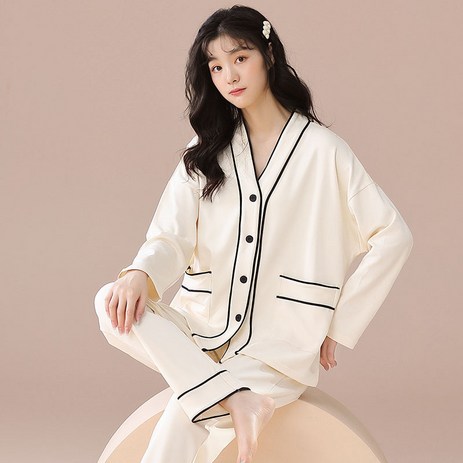 ANYOU 여성 사계절 파자마 긴팔 잠옷 세트 슬림핏 홈웨어-추천-상품